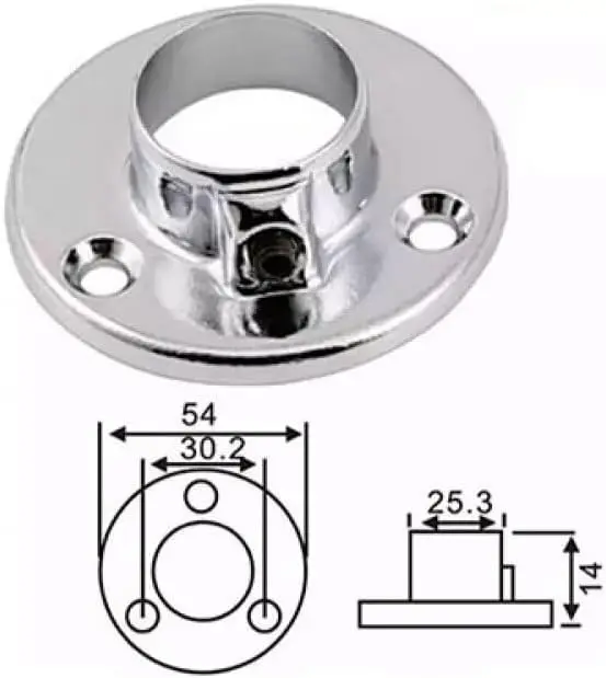 Tube Mounting Base Flange — Ø54mm × Ø25.3mm